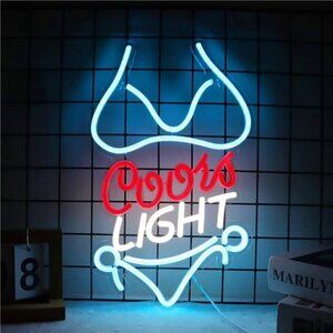 Coors LIGHT Beer Bikini LED Neon Sign Wall Decor Man Cave Restaurant Bar